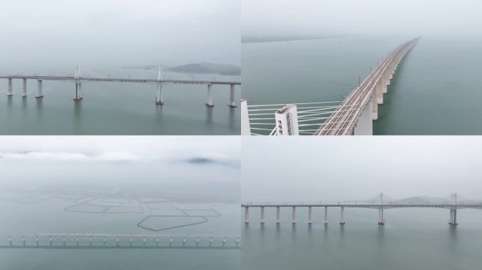 4K航拍福厦高铁动车组驶过湄洲湾跨海大桥