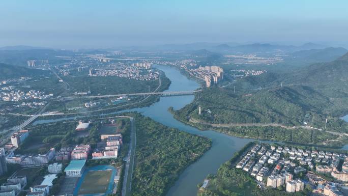 广州从化区流溪河湿地公园航拍文峰塔景观