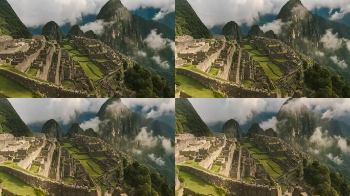 秘鲁马丘比丘航拍古代遗址