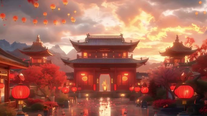 中国新年中国春节 喜庆 动画背景