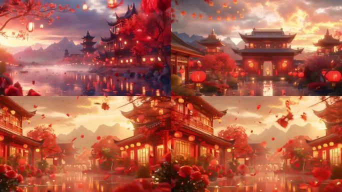 中国新年中国春节 喜庆 动画背景
