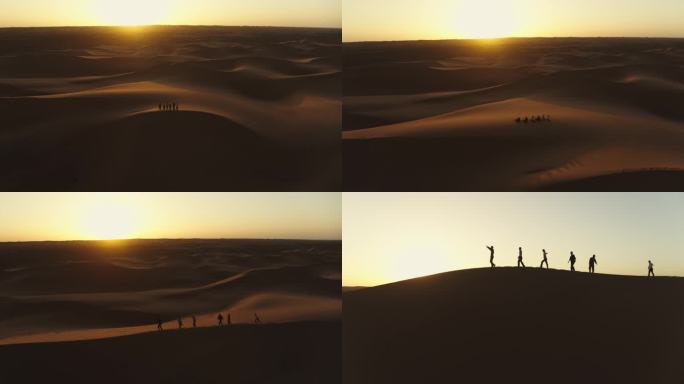 沙漠徒步旅行探险脚步登顶奋斗