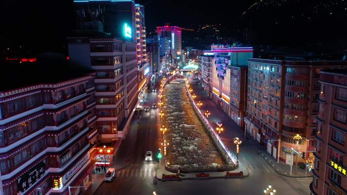 康定市 航拍 夜景 4K 2020