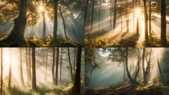 树林光影 阳光迷雾