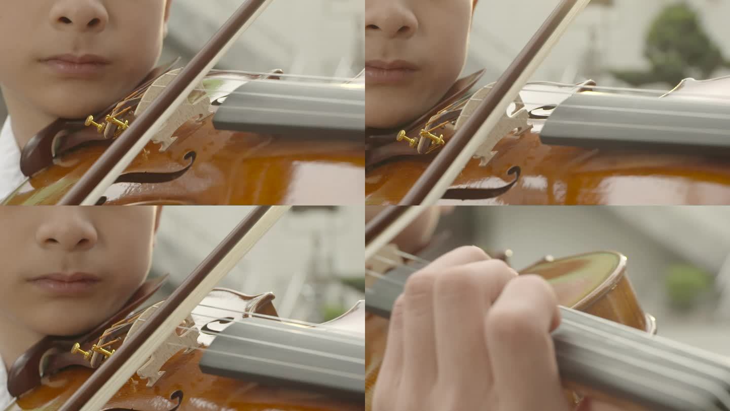 唯美男子户外拉小提琴艺术家优雅练习管弦乐