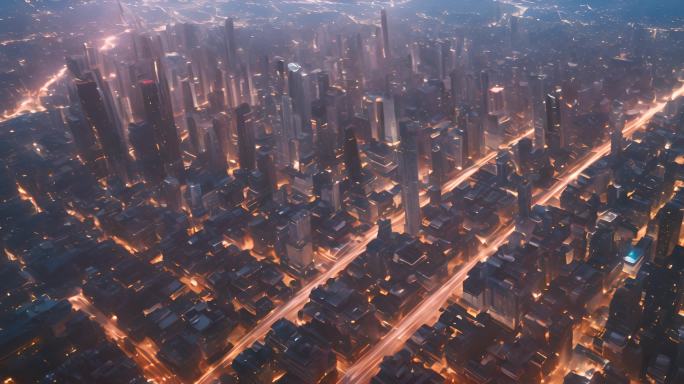 未来派城市城镇未来的概念鸟瞰图现实