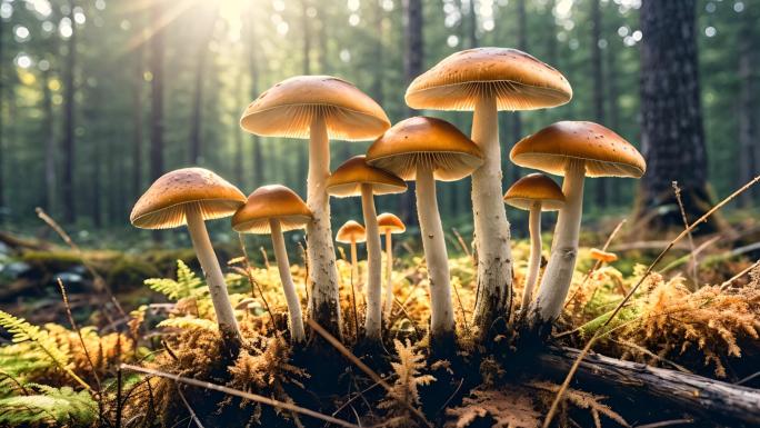 野生森林蘑菇菌菇群