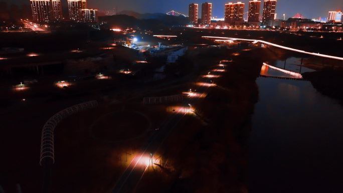 宜昌卷桥河湿地公园夜色美
