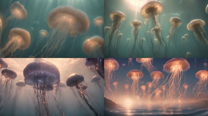海底水母游动视频素材