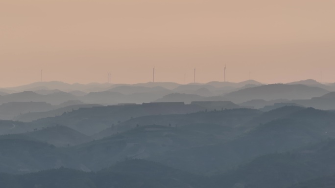 乡村日出早晨空气污染乡村雾霾