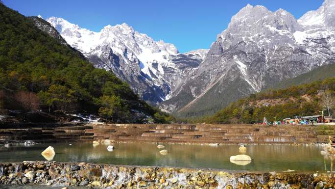 云南旅游丽江蓝月谷玉龙雪山自然风景