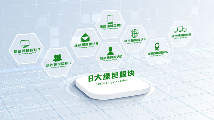 无插件-2-8大简洁绿色数据分类组织架构