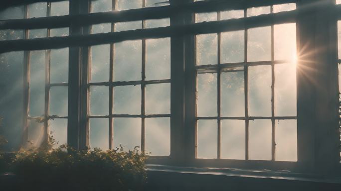 早晨晨雾窗口窗户阳光