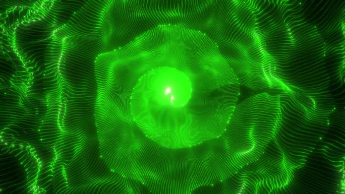 4K绿色螺旋拖尾粒子扩散无缝循环