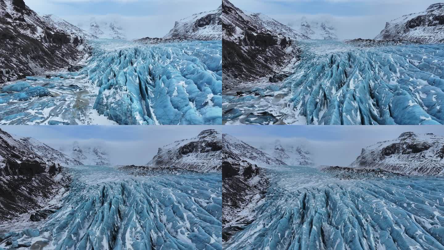 冰岛北极圈瓦特冰川国家公园蓝冰冰川航拍