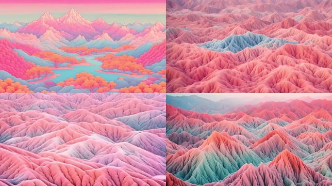 彩色山峰山体自然风景视频素材