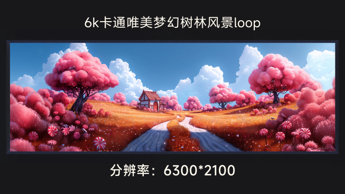 6k卡通唯美梦幻树林风景loop