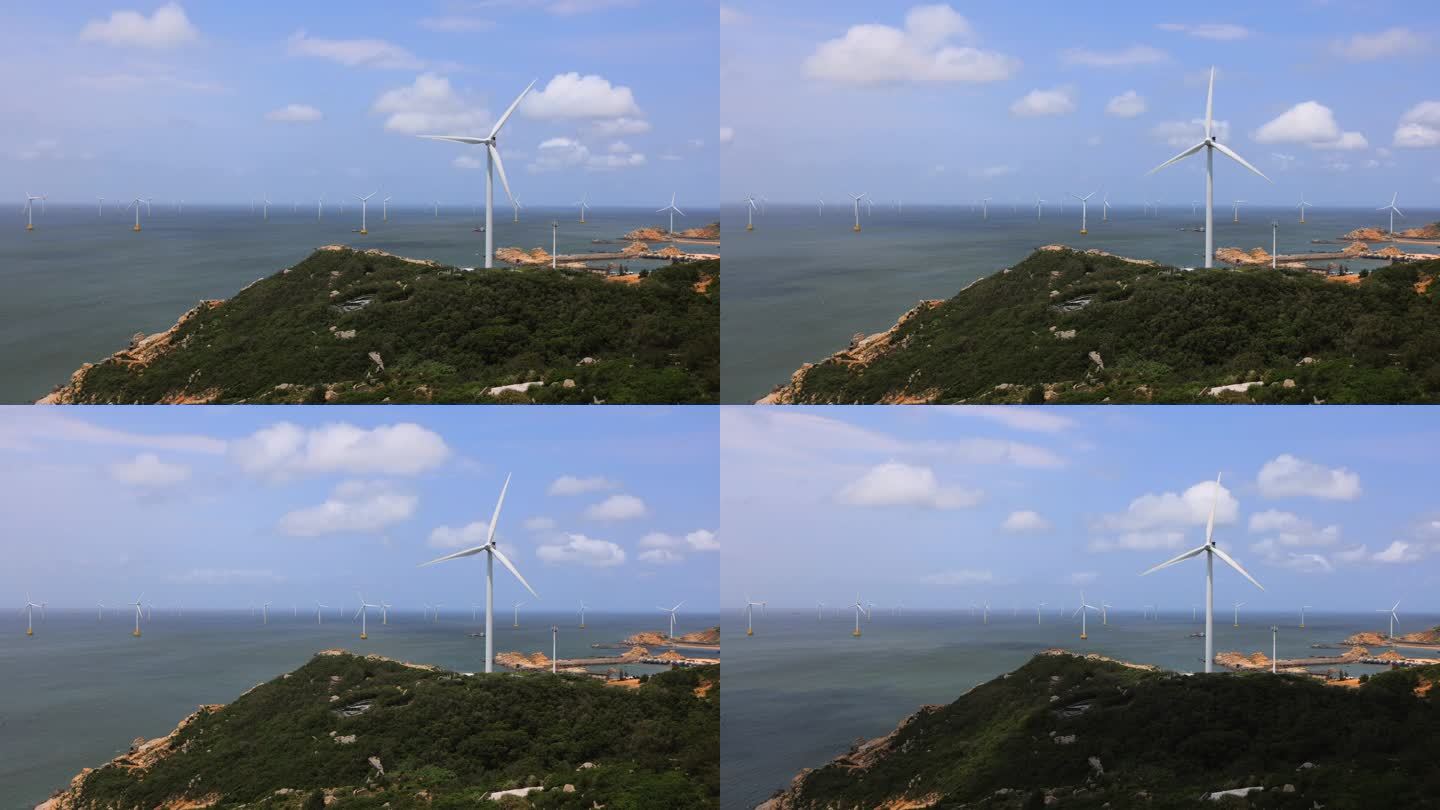 海上风车风力发电延时摄影