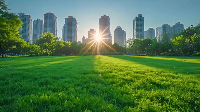 碳中和低碳城市绿色花园空镜合集