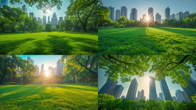 碳中和低碳城市绿色花园空镜合集