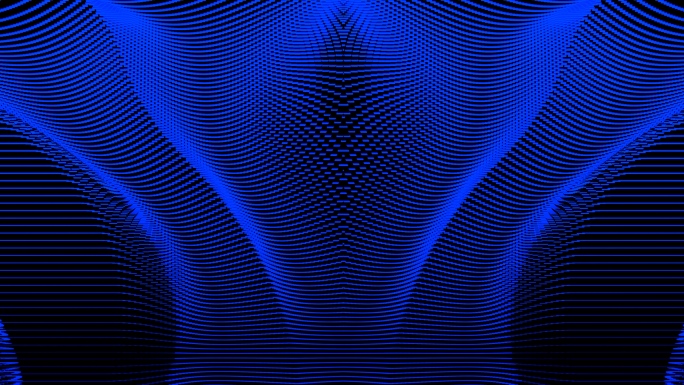 【4K时尚背景】萤蓝曲线粒子虚拟暗光科技