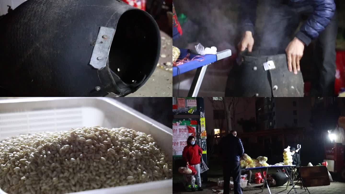 晚上街头卖爆米花的老手艺人