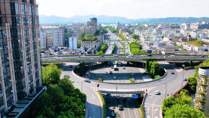 杭州西湖景区西湖大道马路车辆车流延时摄影