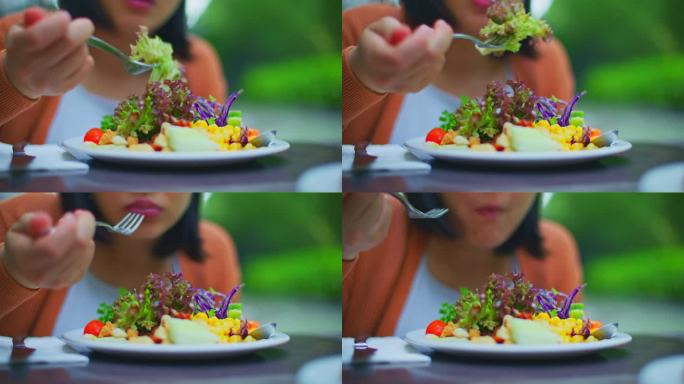 吃蔬菜沙拉减肥餐绿色有机食品水果沙拉