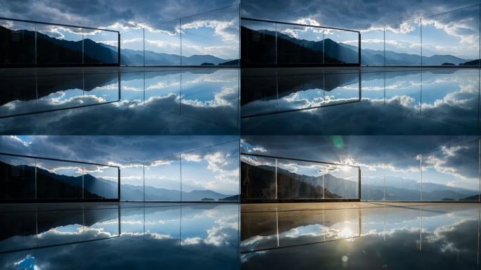 丽江泸沽湖畔天空之镜延时摄影