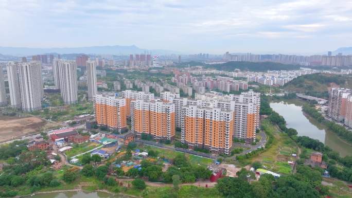 福州闽侯县大学城航拍福建风景风光