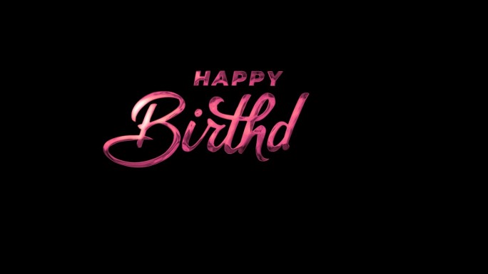 祝你生日快乐手写动画文字与粉红色。透明背景，易于放入任何视频。很适合做生日祝福。