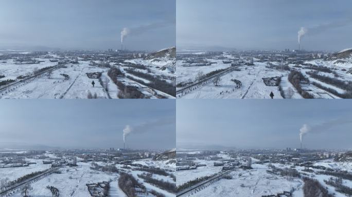 远眺内蒙古最冷城市根河雪景