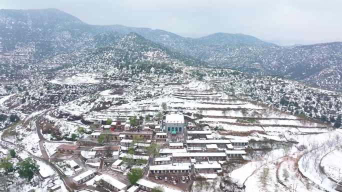 4K超清航拍村庄雪景