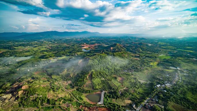 永州零陵矿区枫叶园绿水青山航拍