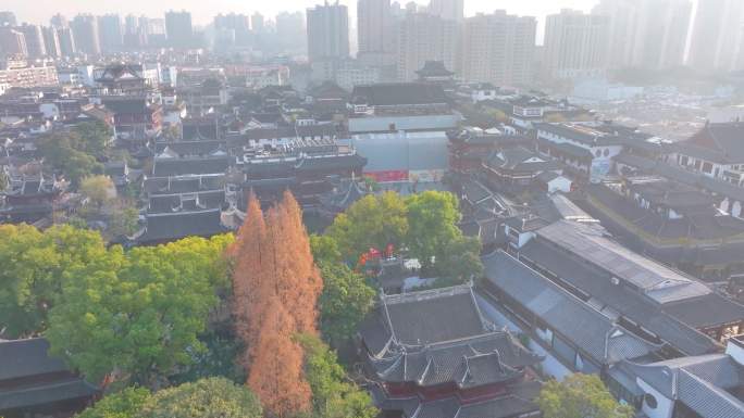 上海黄浦区豫园城隍庙航拍城市风景风光