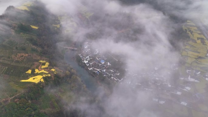 云海 皖南风光 皖南航拍 山水乡村 乡村