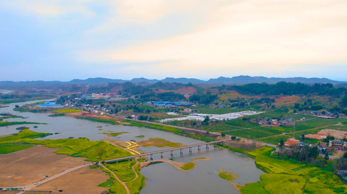 四川邛崃4k航拍油菜花花海春日春景