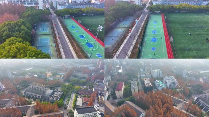 上海杨浦区同济大学本部航拍校园风景风光素