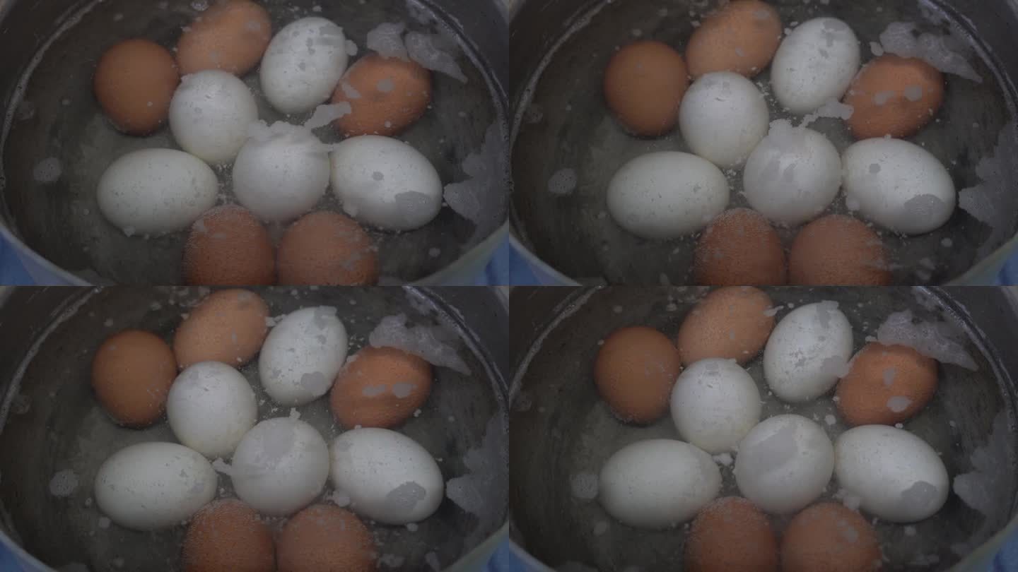 在沸水中煮鸡蛋