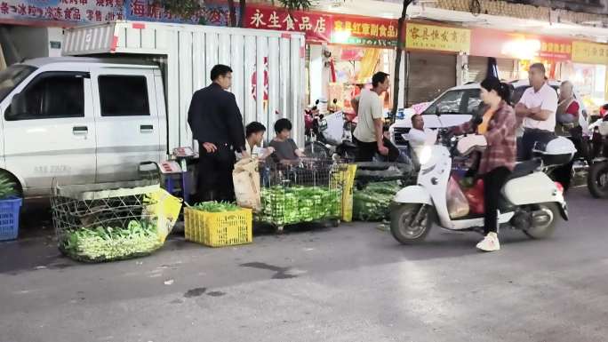 早晨菜市场 商业批发市场 菜市交易夜菜市