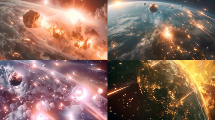 陨石撞击地球AIGC定制宇宙爆炸 4K