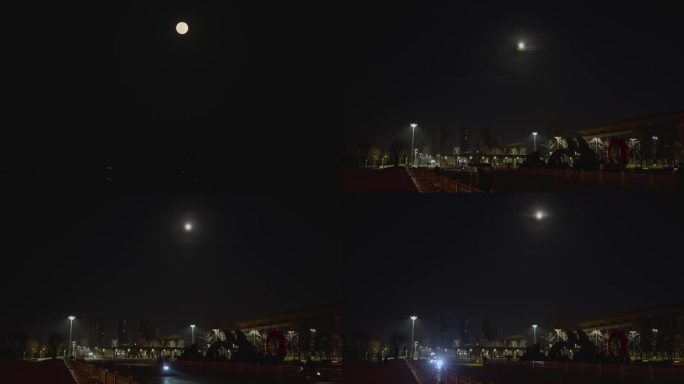 4K月亮升起  夜晚月亮