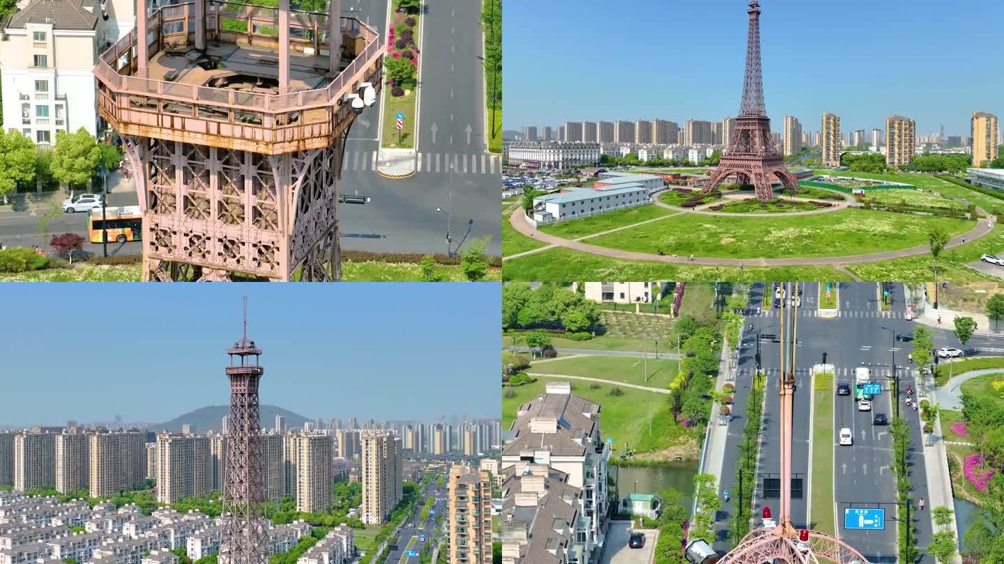 杭州城市临平区小埃菲尔铁塔巴黎铁塔高楼大