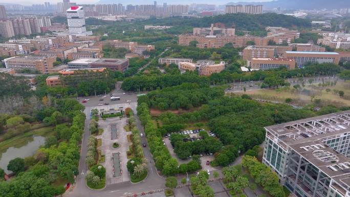 福州福建江夏学院大学城校区航拍校园风景风