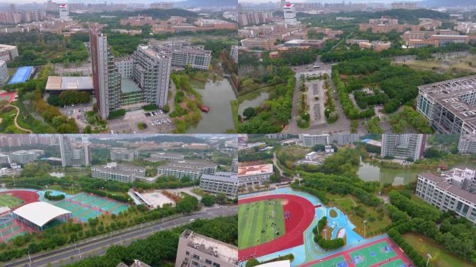 福州福建江夏学院大学城校区航拍校园风景风