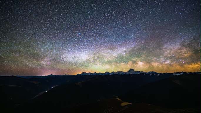 4K贡嘎雪山群延时摄影 高质量星空素材