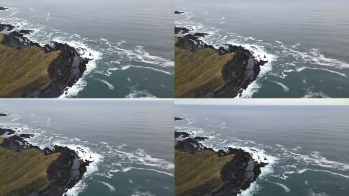 冰岛黑沙滩苔原海浪空镜 绝美风光航拍