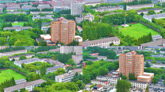 上海市华东理工大学徐汇校区航拍校园风景风