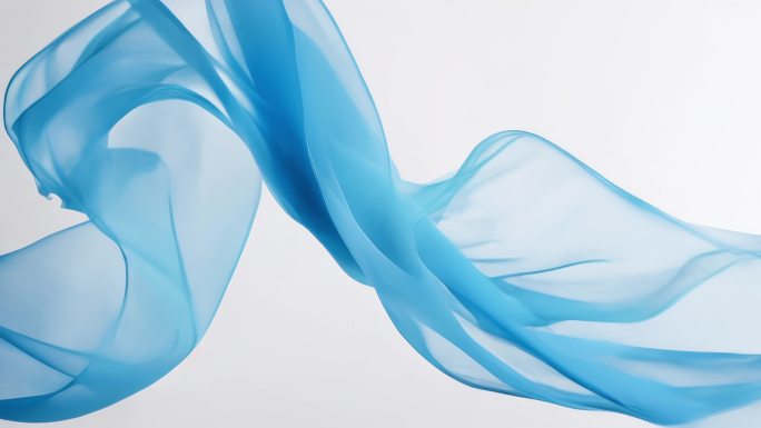 高清蓝色绸布唯美线条变幻流动背景意境素材