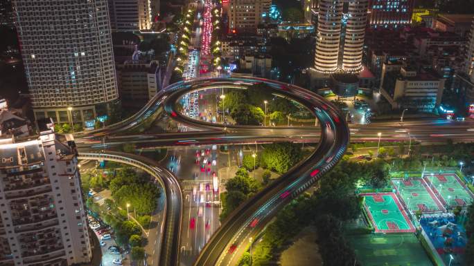 4K福州恩儿亭高架桥夜景延时